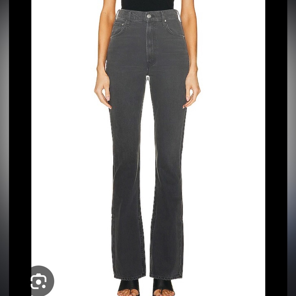 Snacks By Mother High Waisted Wedge Slit Heel In Mouthwatering Black Jeans 34